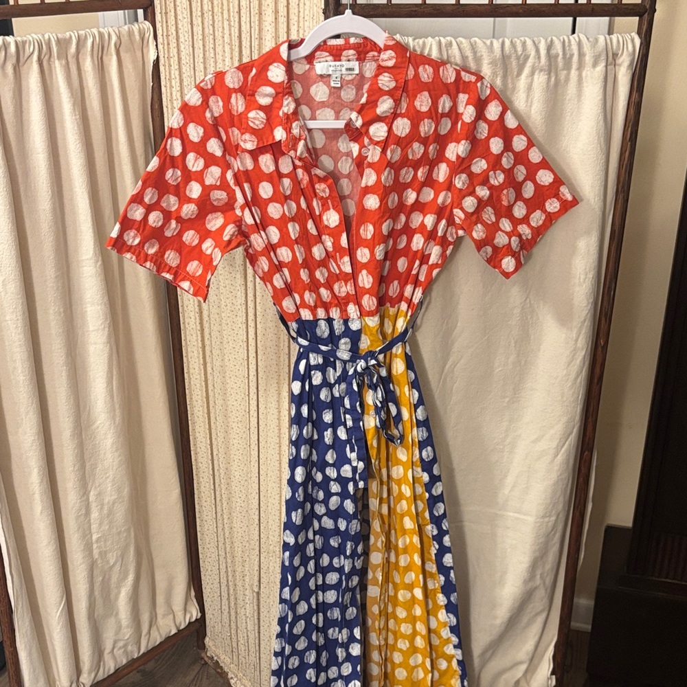 BUSAYO Wrap Colorful Polka Dot Maxi Dress
